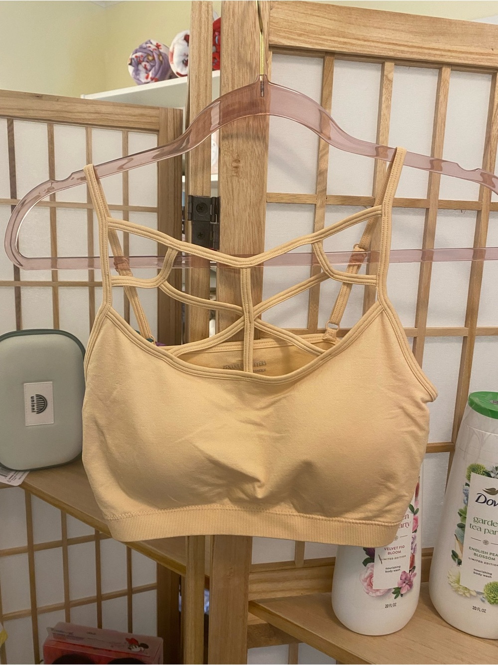 Zenana Outfitters Beige Strappy Bralette L/XL Seamless Padded Bra